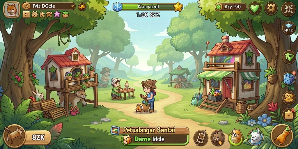 Tampilan gameplay 8ZK yang menenangkan dan menarik saat berjalan.