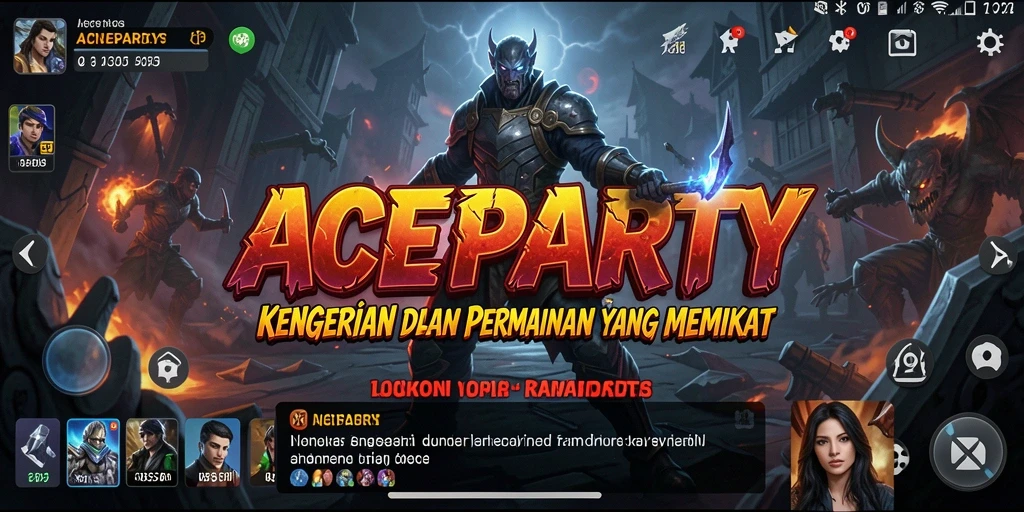 Tampilan gameplay menegangkan dalam ACEPARTY dengan suasana Horror yang mendalam.
