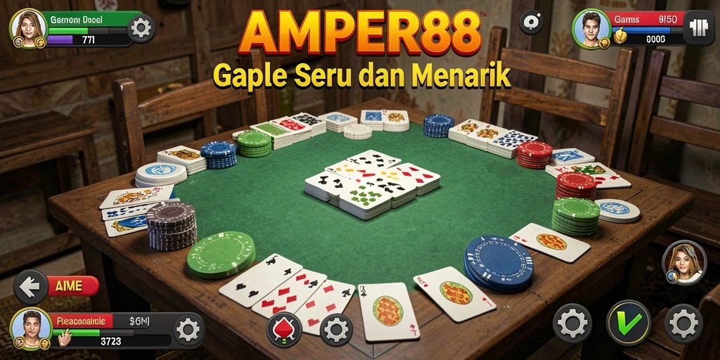 Tampilan gameplay AMPER88 yang seru saat bermain Gaple.