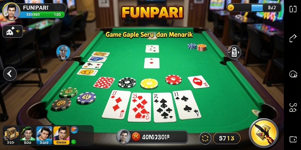 Tampilan gameplay Gaple yang seru dan menarik di FUNPARI.
