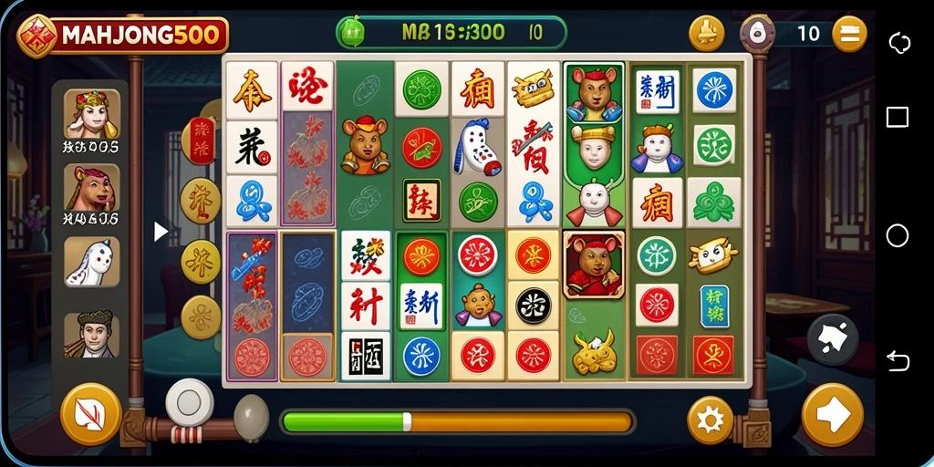 Screenshot utama gameplay MAHJONG500 yang menampilkan aksi mencocokkan ubin.