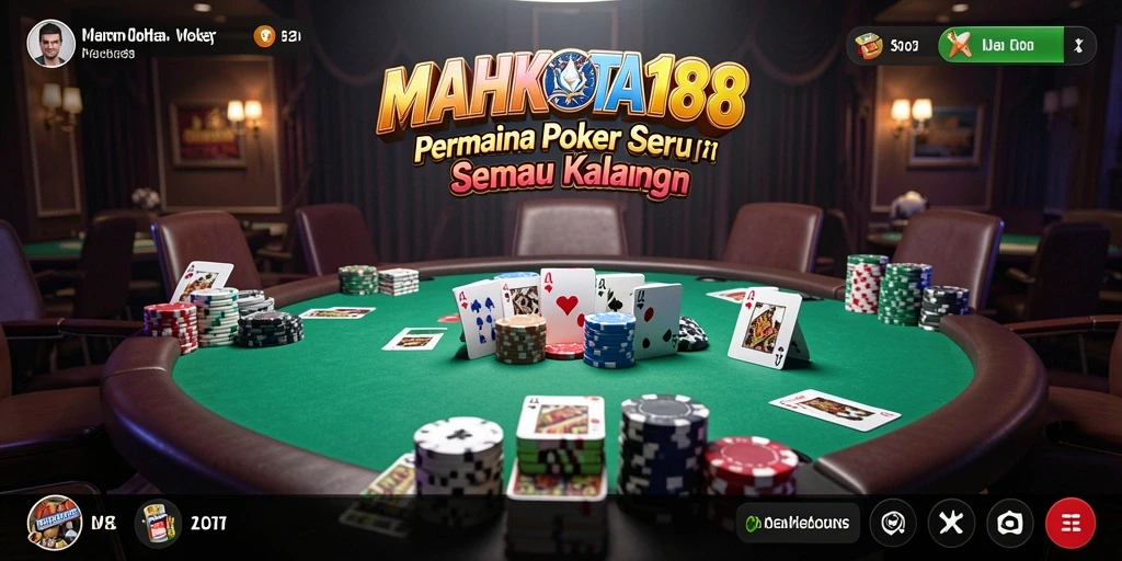 Tampilan permainan Poker yang mendebarkan di MAHKOTA188.