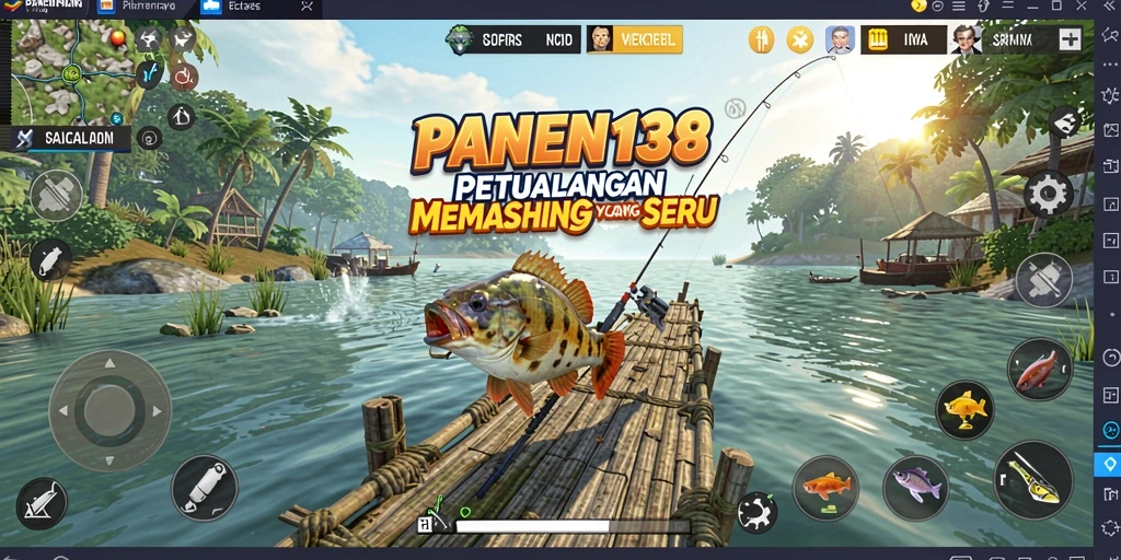 Screenshot gameplay menunjukkan momen seru menangkap ikan besar.