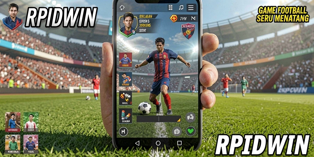 Tampilan gameplay RPIDWIN yang menegangkan di lapangan sepak bola.