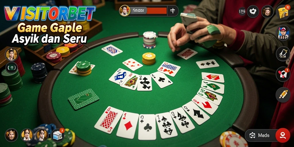 Screen capture gameplay seru dalam VISITORBET, menampilkan momen Gaple yang mendebarkan.